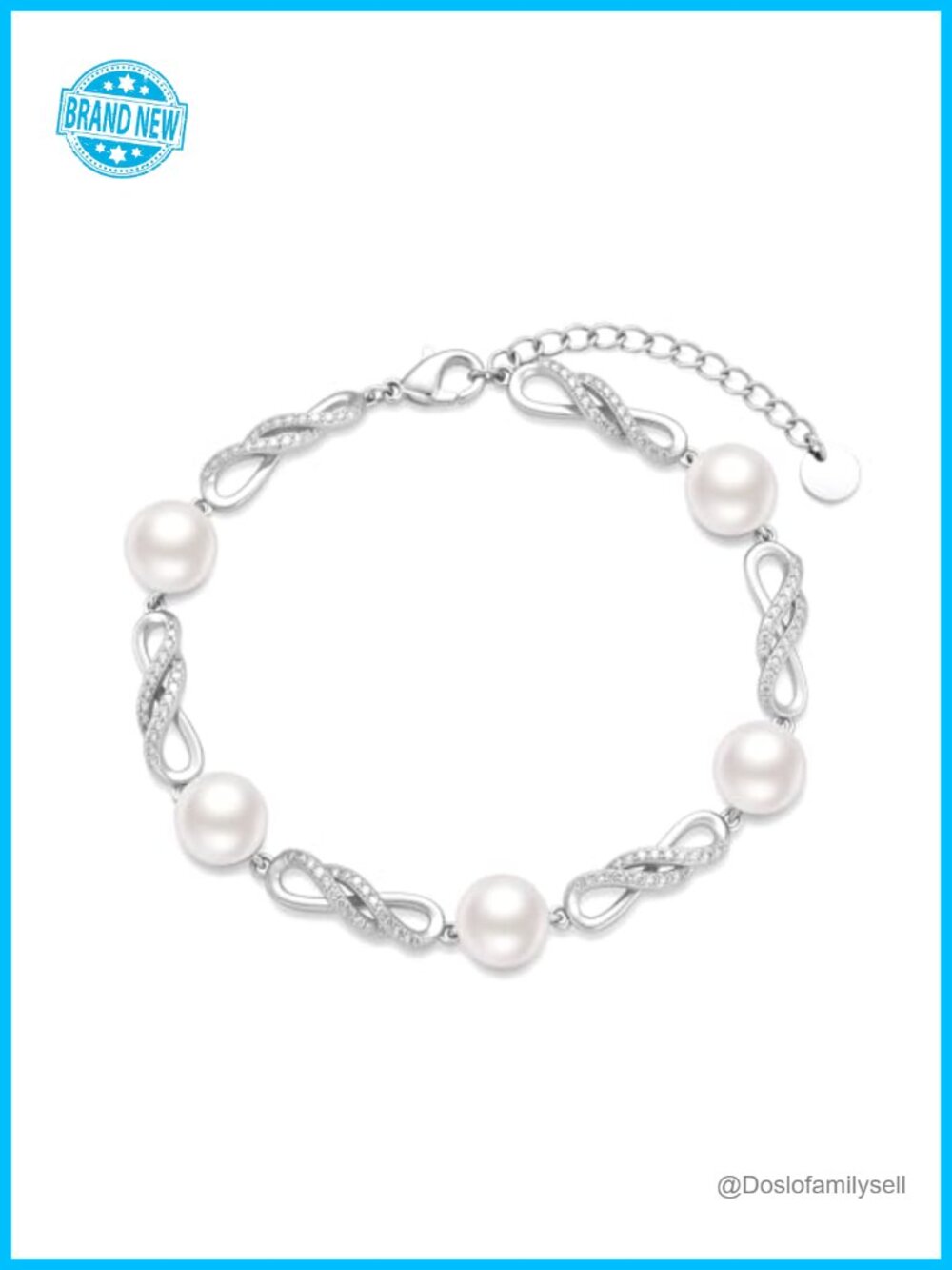 Pearl Bracelet 18K White Gold Plated Infinity Bracelet Jewelry for Women
